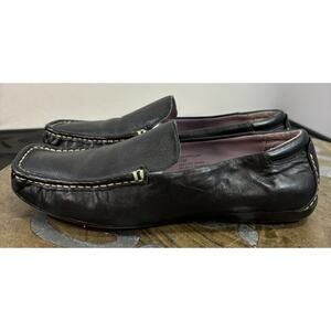 Maripé Black Leather Slip On Loafers Minimalist Comfort Flat Women 7.5 Old Money